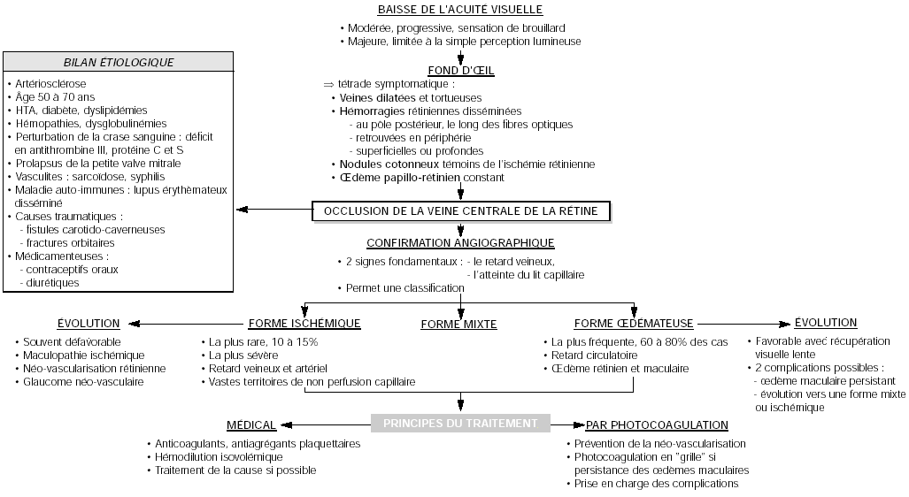 Oblitération de veine centrale de la rétine et de ses branches